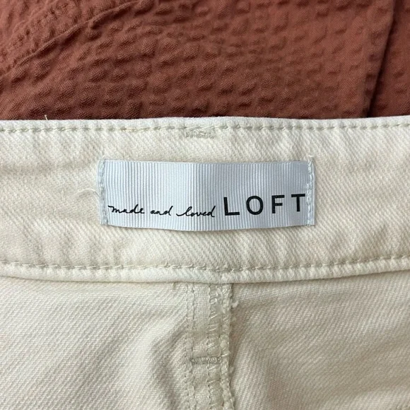 Made and Loved LOFT White Cream Denim Distressed Jean Skirt DD - Picture 5 of 7